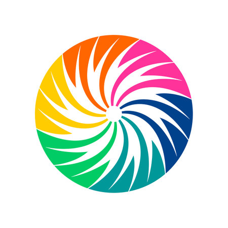 Circular Rotating Multicolour Element for Design. Abstract Circle Twirl Icon. Vector Art.のイラスト素材