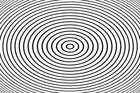 Oval Concentric Lines Pattern. Abstract Geometric Textured Black and White Background. Vector Art.のイラスト素材