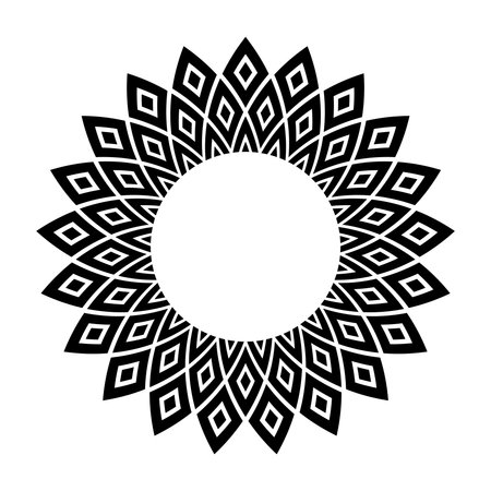 Abstract Flower Icon. Decorative Radial Circle Design Element. Vector Art.のイラスト素材