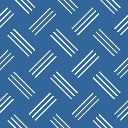 Seamless Geometric Diagonal Striped Lines Blue and White Pattern. Vector Art.のイラスト素材