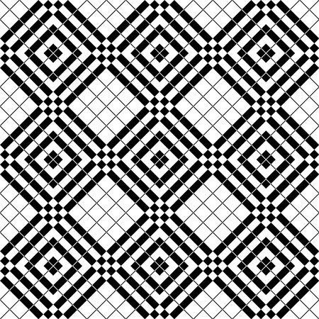 Abstract Seamless Geometric Checked Black and White Pattern. Vector Art.のイラスト素材