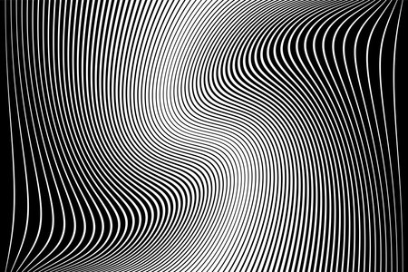 Wavy Lines Halftone Pattern. Abstract Textured Black and White Background. Vector Art.のイラスト素材