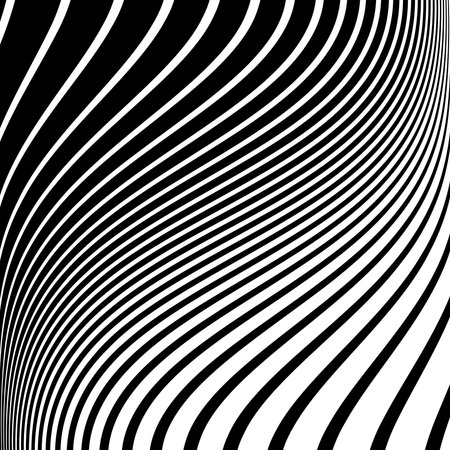 Abstract Halftone Black and White Wavy Lines Pattern and Textured Background. Vector Art.のイラスト素材