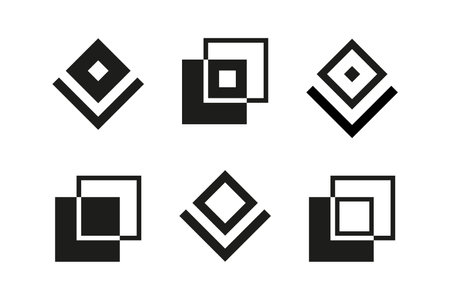 Abstract Geometric Elements in Square Shape for Logo Designs. Vector Art.のイラスト素材