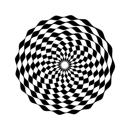Abstract Circle Op Art Design with Rotating Whirl Movement Illusion Effect. Vector Illustration.のイラスト素材