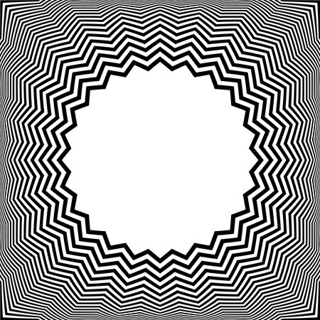 Abstract Radial Zig Zag Pattern for Convex Round Frame with 3D Illusion Effect.  Vector Illustration.のイラスト素材