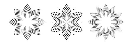 Set of Radial Dots Patterns. Decorative Geometric Design Elements. Vector Art.のイラスト素材