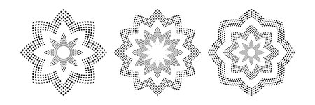 Set of Decorative Radial Geometric Dots Patterns. Vector Art.のイラスト素材