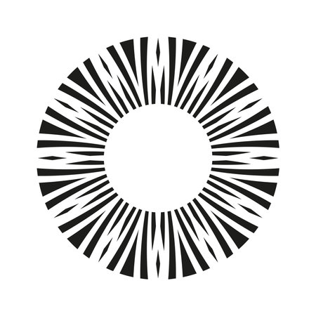 Abstract Radial Geometric Circle Black and White Pattern. Vector Art.のイラスト素材