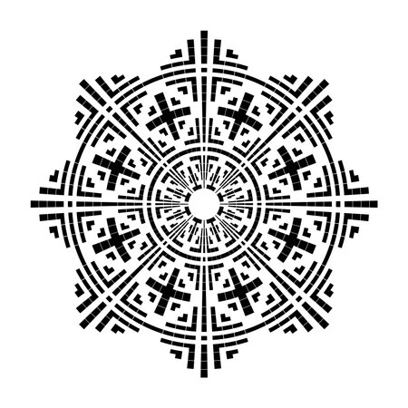 Abstract Radial Geometric Circle Mandala Pattern. Vector Art.のイラスト素材