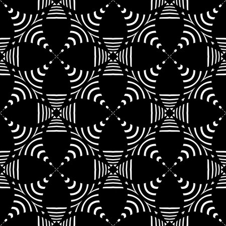 Abstract Seamless Geometric Lines Black and White Pattern. . Vector Art.