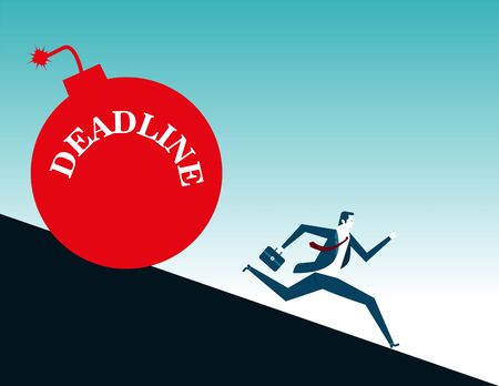 Businessman is running with bomb, deadline. Concept business illustration. Vector flatのイラスト素材