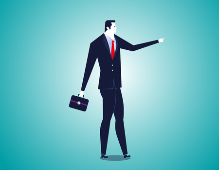 Businessman pointing forward. Concept business illustration. Vector flatのイラスト素材