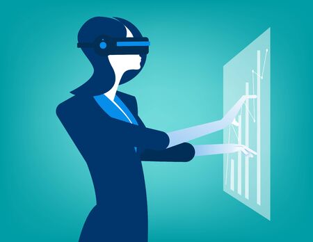 Businesswomen with virtual reality innovation. Concept business illustration. Vector faltのイラスト素材