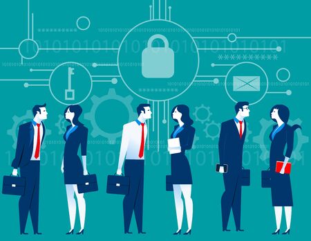 Cybersecurity. Business meeting security. Concept business illustration. Vector flatのイラスト素材