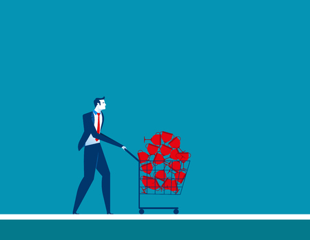 Businesmen shopping trolley with trophy. Concept business illustration. Vector flatのイラスト素材
