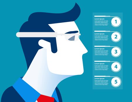 Businessman and glasses technology future. Concept business illustration. Vectorのイラスト素材