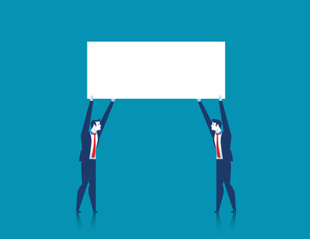 Businessman holding the empty sign. Concept business illustration. Vectorのイラスト素材