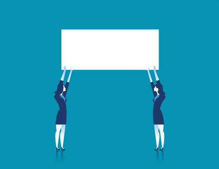 Businesswoman holding the empty sign. Concept business illustration. Vectorのイラスト素材