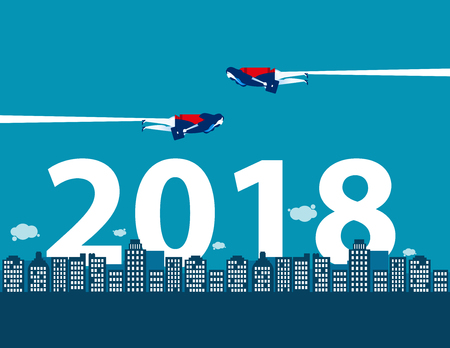 Happy new year. Business competition and direction for 2018. Concept business vector illustration.のイラスト素材
