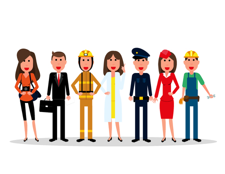 Labor Day. People group characters of different professions on a white background. Illustration vector flat style.
のイラスト素材