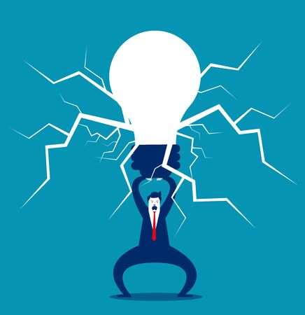 Businessman holding bulb. Concept business idea vector illustration.のイラスト素材