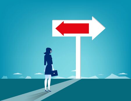Direction sign for Businessman standing and confused direction Concept business vector.のイラスト素材