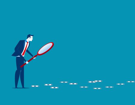 Businessman following trail of money. Concept business finance vector illustration.のイラスト素材