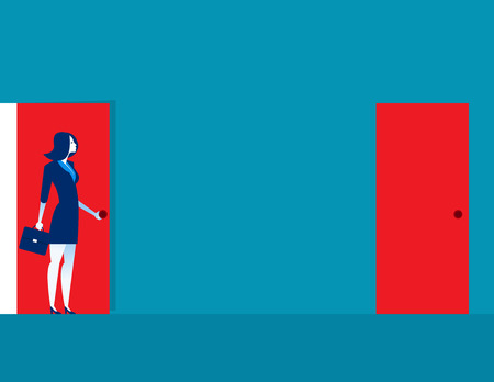 Businesswoman open door for success business. Concept business illustration.のイラスト素材