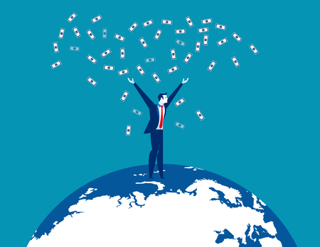 Businessman throwing banknotes in delight. Concept business vector illustration.のイラスト素材