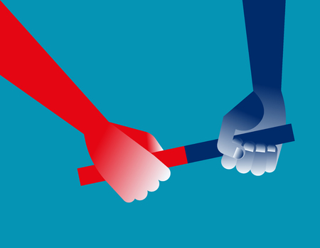 Hand and baton. Concept business cooperation vector illustration.のイラスト素材