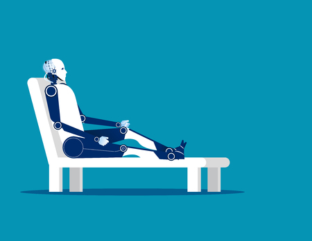 Robot relaxing on chair. Concept business vector illustration.のイラスト素材
