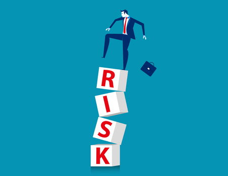 High risk. Businessman standing in cube. Concept bsuinessのイラスト素材
