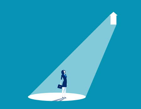 Businesswoman standing in light. Concept business vector illustration.のイラスト素材