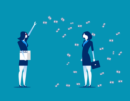 Millionaire throwing money. Concept business vector illustration.のイラスト素材