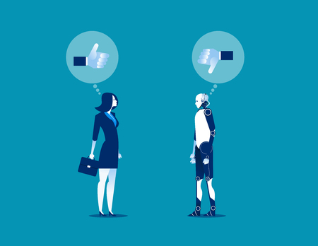 Robot and Human thinkign. Concept business vector illustration.のイラスト素材