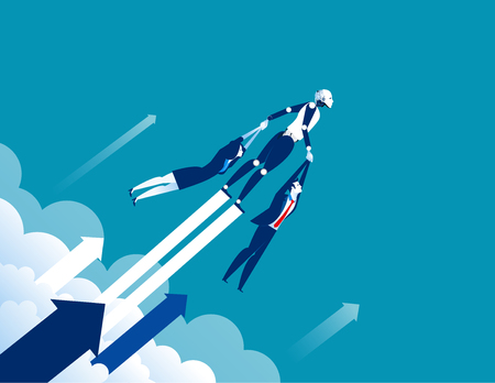 Growth. Robot to success. Concept business vector illustration.のイラスト素材