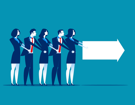 Business team walking follow the arrow. Concept business vector illustration.のイラスト素材