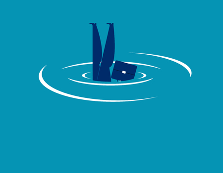 Drowning. Businessman and water jump. Concept business vector illustration.のイラスト素材