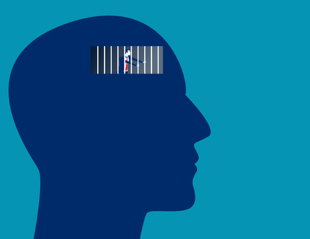 Concept prisoner of mind. Vector flat illustration.のイラスト素材