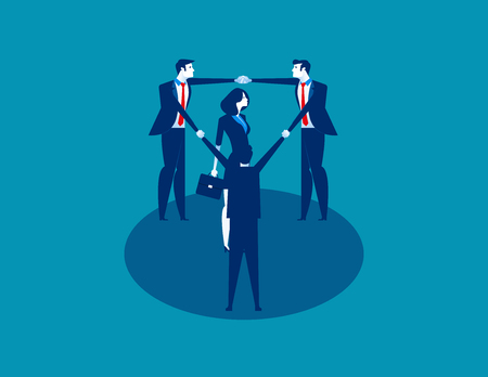 Teamwork. Business person in a circle around. Concept business vector illustration.のイラスト素材