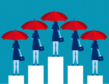 Business people and red umbrella. Concept business vector illustration.のイラスト素材