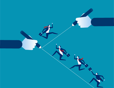 Businessman running on the line. Concept business vector illustration. Design flat style.のイラスト素材