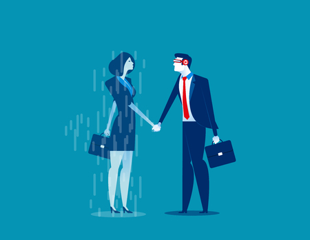 Virtual reality. Business dealings with technology. Concept business. Flat design style.のイラスト素材