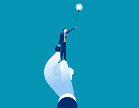 Businessman with lightbulb teamwork. Concept business vector illustration.のイラスト素材