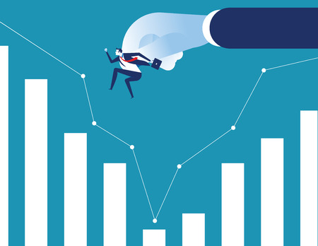 Businessman was helped. Concept business illustration. Flat character design style.のイラスト素材