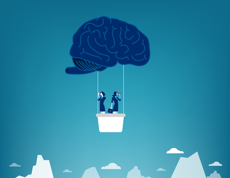 Brain Balloon. Business team and searching. Concept business vector illustration.のイラスト素材