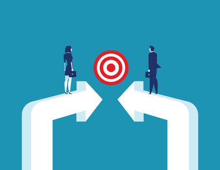 Targeted Together. Business partnership and target. Concept business vector illustration.のイラスト素材