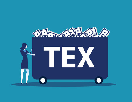 Businesswoman carrying money with tax. Concept business tax vector illustration.

のイラスト素材