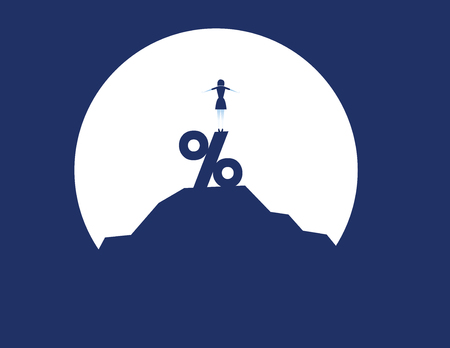 Businesswoman standing on percentage sign. Concept business vector illustration.のイラスト素材